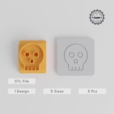 Spooky Skeleton Stamp Tile Set, 5 Piece, 20-40mm, Perfect for Clay, Cookies & Fondant, Halloween Decor PRODUCT_4172