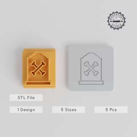 Tombstone Stamp Tile Set, 5 Motif Sizes, Perfect for Clay & Cookies, Halloween Decor PRODUCT_4198