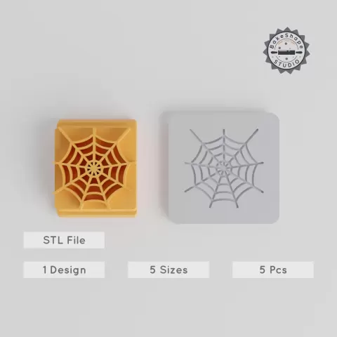 Spider Web Stamp Tile Set, 5-Motif Sizes 20-40mm, Perfect for Clay, Cookies & Fondant, Halloween Decoration PRODUCT_4177