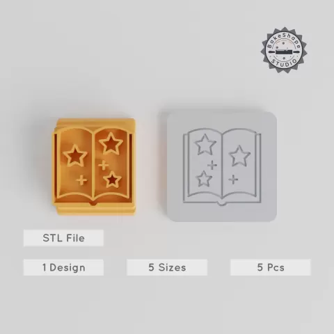 Magic Book Stamp Tile Collection, 5-Sized Motif, Perfect for Clay, Cookies & Fondant, Ideal Halloween, Storytelling, Magic Craft PRODUCT_4137