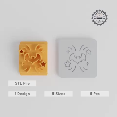 Halloween Stamp Tile Set, 5 Motif Sizes, Perfect for Clay, Cookies & Fondant, Includes Spooky Night & Fright Night Designs PRODUCT_4083