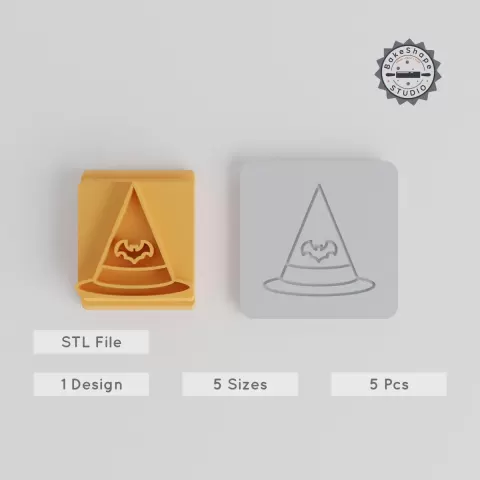 Halloween Witch Hat Stamp Tile Set, 5 Sizes, Perfect for Clay, Cookies & Fondant PRODUCT_4057