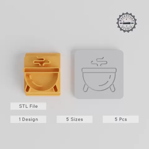 Cauldron Stamp Tile Set, 20-40mm Sizes, Perfect for Clay, Cookies & Fondant, Halloween Decoration, 5-Piece Collection PRODUCT_4012