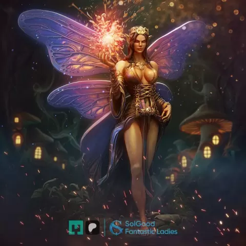 Nora Petalsplay - Famele Fairy Enchantress | 32/75/145mm | High-Detail | Pre-Supported by SolGood Fantastic Ladies