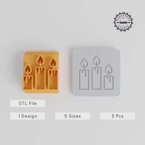 Candle Stamp Tile Set, 5 Motif Sizes for Halloween & Party Decor, Ideal for Clay, Cookies, Fondant PRODUCT_3973