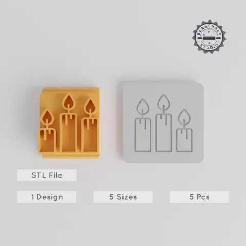 Halloween Candle Stamp Tile Set, 5 Sizes Motif 20-40mm, Perfect for Clay, Cookies & Fondant PRODUCT_3974