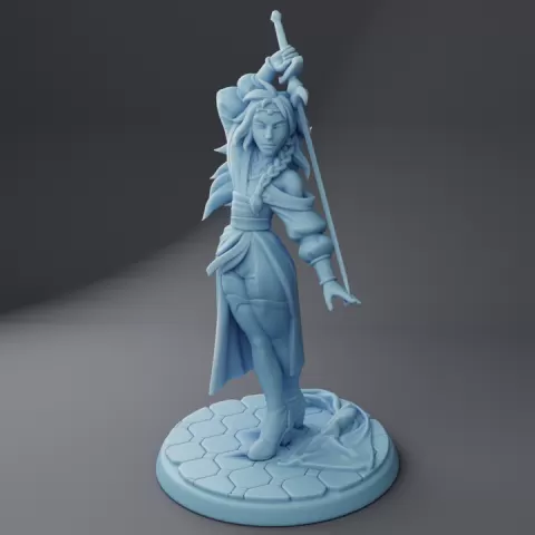 Iibra the Desert Bladesinger ( Female Rogue / Human Fighter / Swords Bard with Rapier ) by Twin Goddess Miniatures