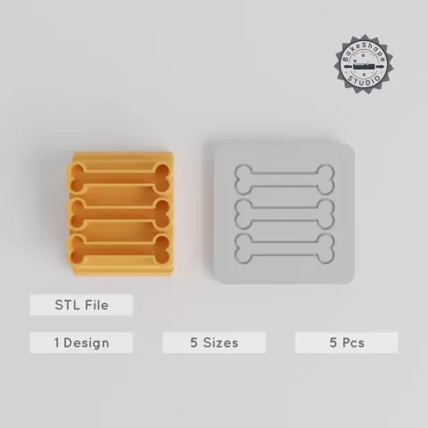 Bones Stamp Tile Bundle, 5 Sizes, Skeleton Motif, Perfect for Clay, Cookies & Fondant, Halloween Theme PRODUCT_3959