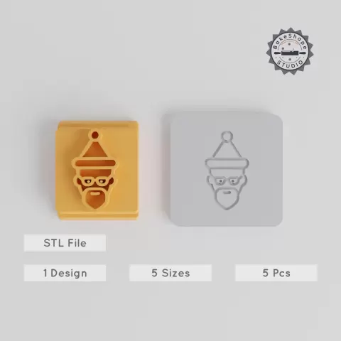 Santa Stamp Tile Set, 5 Sizes, Perfect for Clay, Cookies, Fondant & Soft Materials, Christmas Decoration PRODUCT_3896