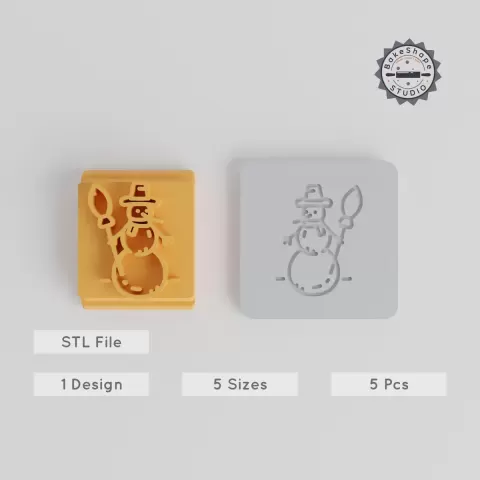 Snowman Stamp Tile Set, Multiple Motif Sizes, Perfect for Clay, Cookies & Fondant, Christmas Winter Holiday Decoration PRODUCT_3930