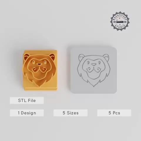 Lion Stamp Tile Collection, 5 Piece Set, Sizes 20-40mm, Perfect for Clay, Cookies & Fondant PRODUCT_5614