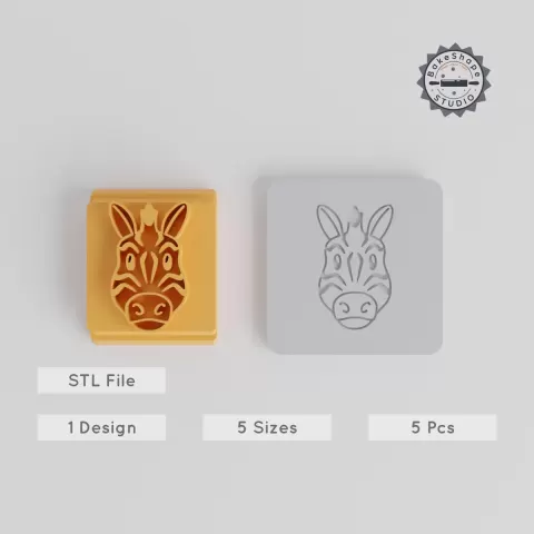 Zebra Stamp Tile Set, 5 Sizes, Wildlife Motif, Perfect for Clay, Cookies & Fondant PRODUCT_5635
