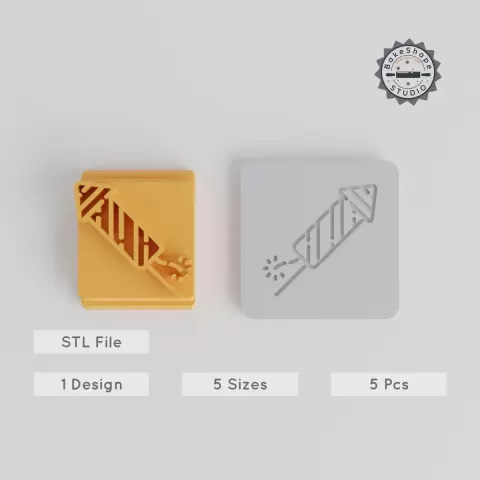 Firework Tile Stamp Set, 5 Sizes, Perfect for Clay, Cookies & Soft Materials, Christmas & Party Motifs PRODUCT_3855