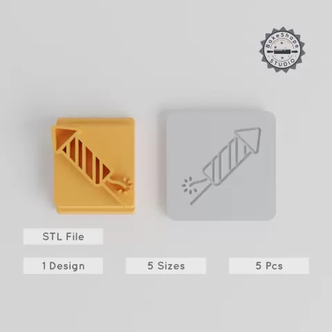 Firework Stamp Tile Set, 5 Sizes, 20-40mm, Perfect for Clay, Cookies & Soft Materials, Holiday Party Burst Designs PRODUCT_3862