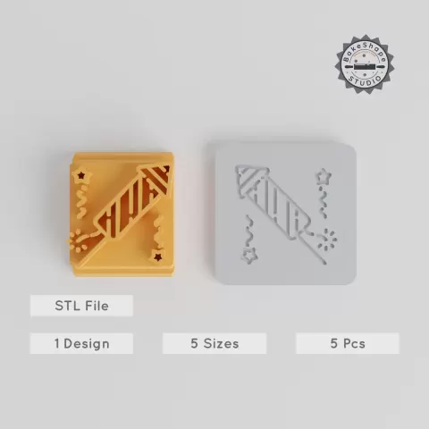 Firework Stamp Tile Set, 5 Sizes, Perfect for Clay, Cookies & Fondant, Christmas & Holiday Festival Decor PRODUCT_3856