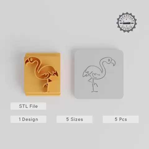 Flamingo Stamp Tile Set, 5 Motif Sizes 20-40mm, Perfect for Clay, Cookies & Fondant PRODUCT_5605