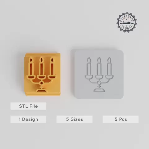 Festive Candle Stamp Tile Set, 5 Motif Sizes 20-40mm, Perfect for Clay, Fondant & Cookies, Christmas & Holiday Designs PRODUCT_3794