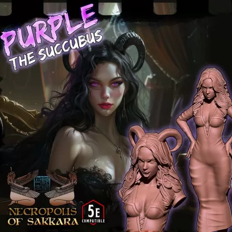 Purple the Succubus - Fantasy Collectors Miniature and Bust (commercial license) by Pharaoh's Workshop