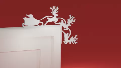 Christmas Door Trim Corner 57 - Santa Sleigh and Reindeer (Christmas ornament)