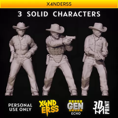 X4NDERSS Police (Gen5 ECHO) - 1/35 38mm 1/48 32mm 1/56 28mm Scale Diorama Bolt Rifle Tabletop Gaming Action Squad Army Unit 3D Print Model Miniatures Solid Full Character