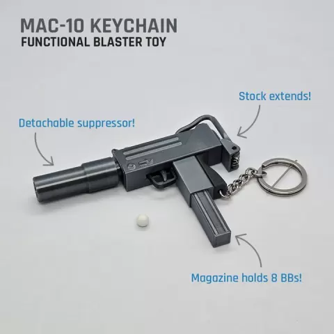 MAC-10 Keychain — Functional Blaster Toy by Jaatinen3D