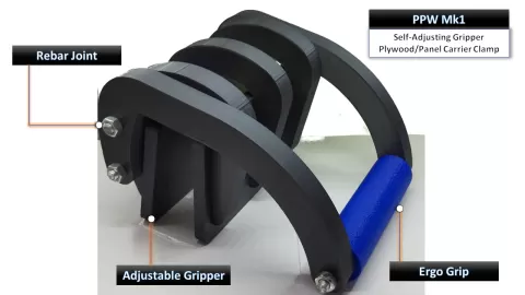 PPW Mk1 Self-Adjusting Gripper Plywood/Panel Carrier Clamp