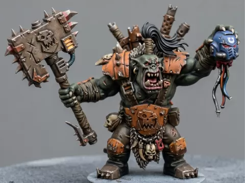 Ork Warrior Holding Marines Head