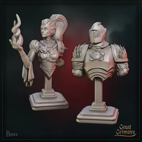 Bust of Crimson Oath Knight and Nun of the Pit by Great Grimoire