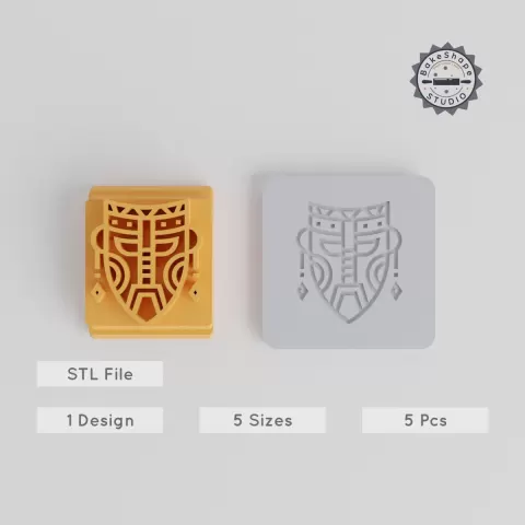 Aztec & Ethnic Face Mask Stamp Tile Set, 5 Sizes, Perfect for Clay, Cookies & Fondant PRODUCT_3773