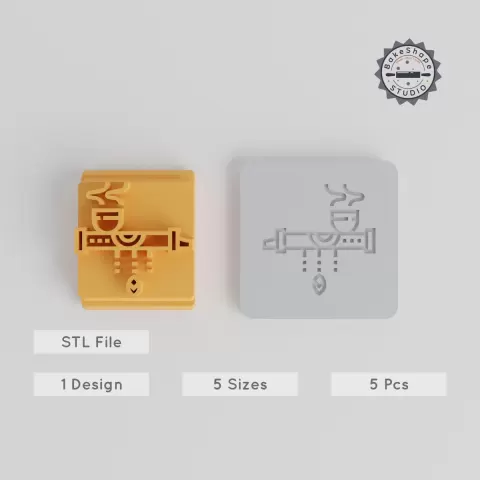 Tobacco Stamp Tile Set, 5 Motif Sizes 20-40mm, Perfect for Clay, Cookies & Fondant PRODUCT_3780