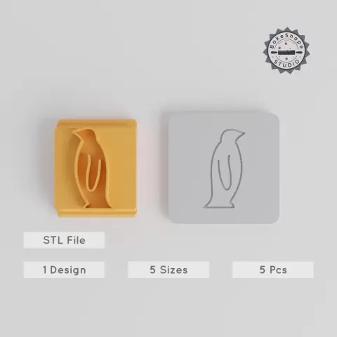 Penguin Stamp Tile Set, 5 Sizes, 20-40mm, Perfect for Clay, Cookies & Fondant, Animal Motif, Ice Bird Design Essentials PRODUCT_3732