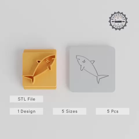 Shark Stamp Tile Set, 5 Sizes: 20-40mm, Perfect for Clay, Cookies & Fondant PRODUCT_3735