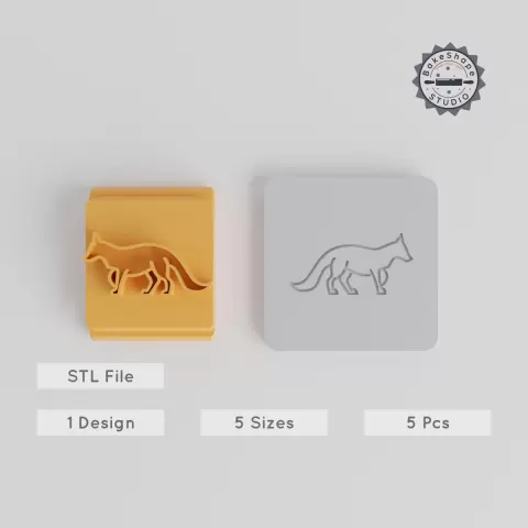 Fox Stamp Tile Set, 5 Sizes: 20-40 mm, Animal Motif for Clay, Cookies, Fondant & More PRODUCT_3710
