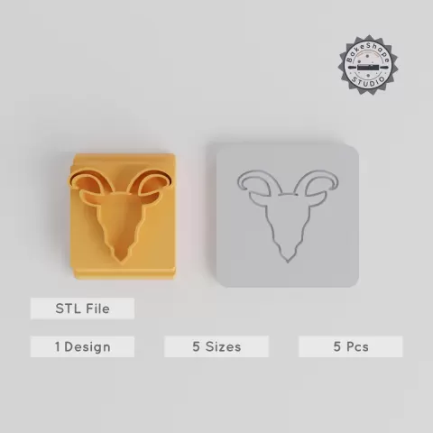 Goat Stamp Tile Bundle, 5 Sizes: 20-40mm, Perfect for Clay, Cookies & Fondant, Animal Theme PRODUCT_3720