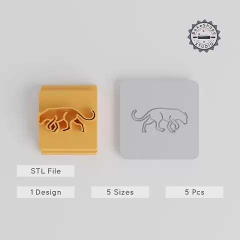 Leopard Stamp Tile Set, Animal Motif, 5 Sizes 20-40mm, Clay, Cookie & Fondant Decor PRODUCT_3723