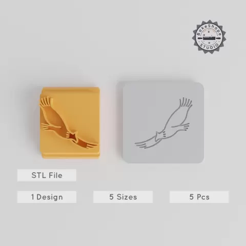 Eagle Stamp Tile Set, 5 Motif Sizes 20-40mm, Perfect for Clay, Cookies & Fondant Printing, Animal Design PRODUCT_3702