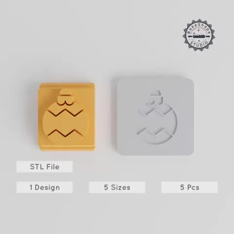 Bauble Stamp Tile Set, 5 Sizes 20-40mm, Ideal for Clay & Cookies, Festive Holiday Ornament Decoration PRODUCT_3492