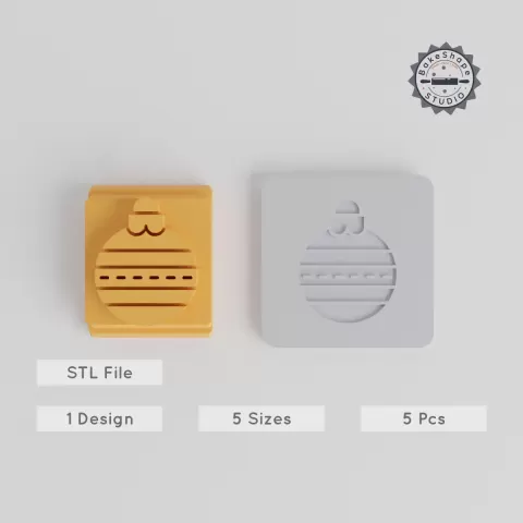 Bauble Stamp Tile Set, 5 Motif Sizes for Clay, Cookies & Fondant, Festive Decoration Bundle PRODUCT_3484