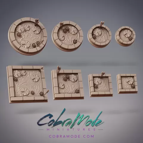 Enclosed Pond Base Pack (8pcs) - Round and Square Versions
