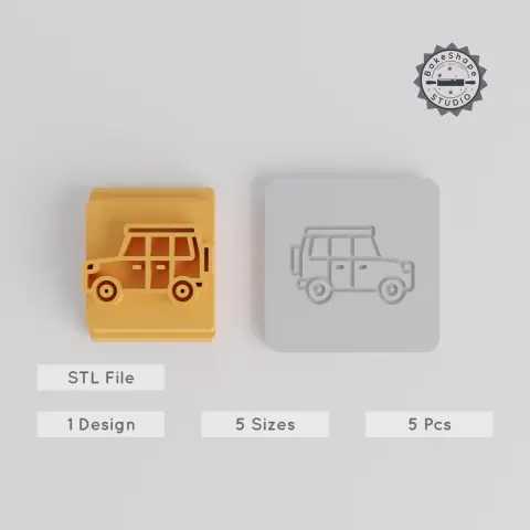 Spare Wheel SUV Stamp Tile Set, 5 Sizes, Clay & Cookie Design, Perfect for Fondant & Soft Materials PRODUCT_3368