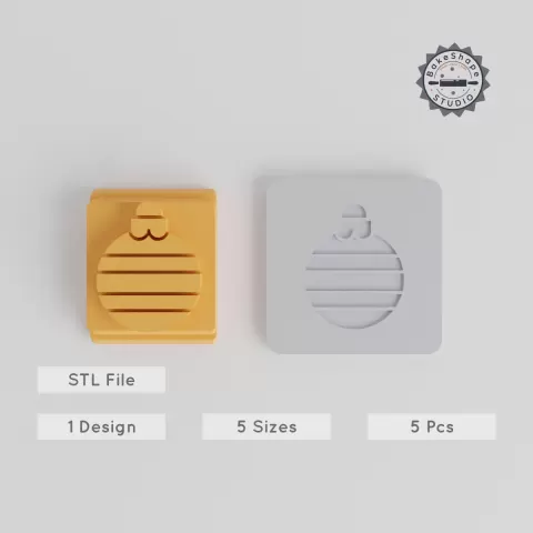 Christmas Ornament STL Set, Bauble Stamp Tile, 5-Piece Motif Sizes 20-40mm, Perfect for Clay, Cookies & Fondant PRODUCT_3481