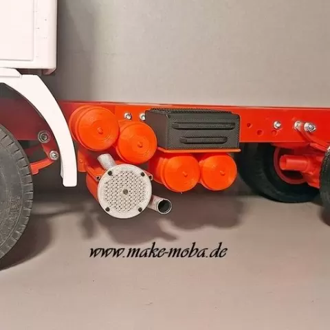 1/14 Volvo F12 Auspuff, Druckluft und Batterie Anbauteil