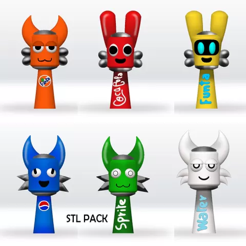 Sprunki Pepsi, Cocacola,Fanta, Sprite, Water,Funta STL file by FNFLab