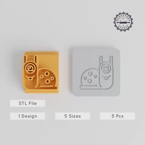 Snail Monster Stamp Tile Bundle, 5 Sizes (20-40mm), Perfect for Clay, Cookies & Fondant, Whimsical Fantasy Creature Design PRODUCT_3168