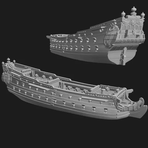 FR French 3rd Rank Ship of the Line Le Brillant (64 guns), (1690-1719) & Blender Exporter, AOA-FR-13 by Turner Miniatures