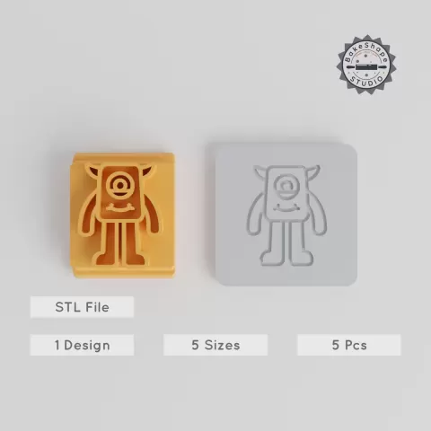 Long Leg Monster Stamp Tile Set, 5 Motif Sizes for Clay, Cookies & Fondant, Cartoon Character Design PRODUCT_3141