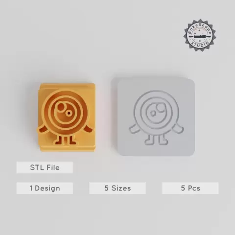 Cartoon Cyclops Stamp Tile Set, 5 Sizes, One Eye Monster Motif, 20-40mm, Perfect for Clay, Cookies & Fondant PRODUCT_3151