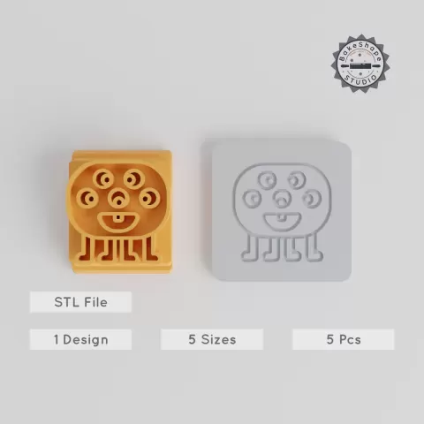 Five Eye Monster Stamp Tile Set, 5 Sizes, Perfect for Clay, Cookies, Fondant & More PRODUCT_3119