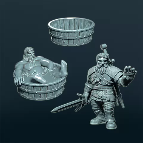 Dwarf Witcher (2 variants) by Moonshine Miniatures