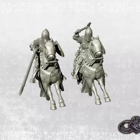"Castilian Knight with axe or lance on horse - 14th century - May'25" by Ezipion Digital Store